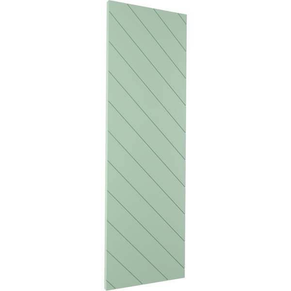 18W X 47H True Fit PVC Diagonal Slat Modern Style Fixed Mount Shutters, Seaglass